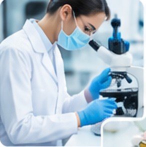 Scientist with microscope